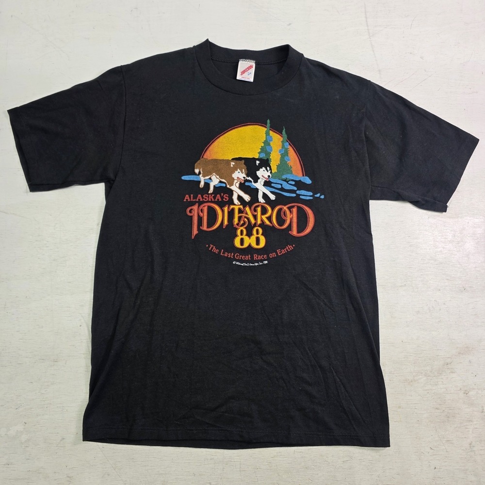 Vintage 80s 1988 Alaska Iditarod Dogs Race T Shirt USA Single Stitch Men's L VG+